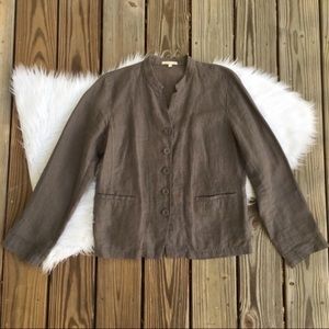 Eileen Fisher Linen Lagenlook Button Up Jacket Top